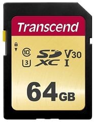 Transcend TS64GSDC500S MicroSDXC 64GB цена и информация | Карты памяти для телефонов | hansapost.ee