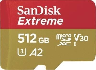 MicroSDXC mälukaart 512GB SanDisk Extreme : SDSQXA1-512G-GN6MA hind ja info | Mälukaardid mobiiltelefonidele | hansapost.ee