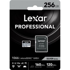 Флэш-память класса 10, Lexar High-Performance 1066x UHS-I MicroSDXC, 256 ГБ, черный цена и информация | Карты памяти для телефонов | hansapost.ee