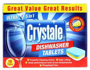 Crystale таблетки для посудомоечных машин 5 in 1, 18 шт. цена и информация | Средства для мытья посуды | hansapost.ee