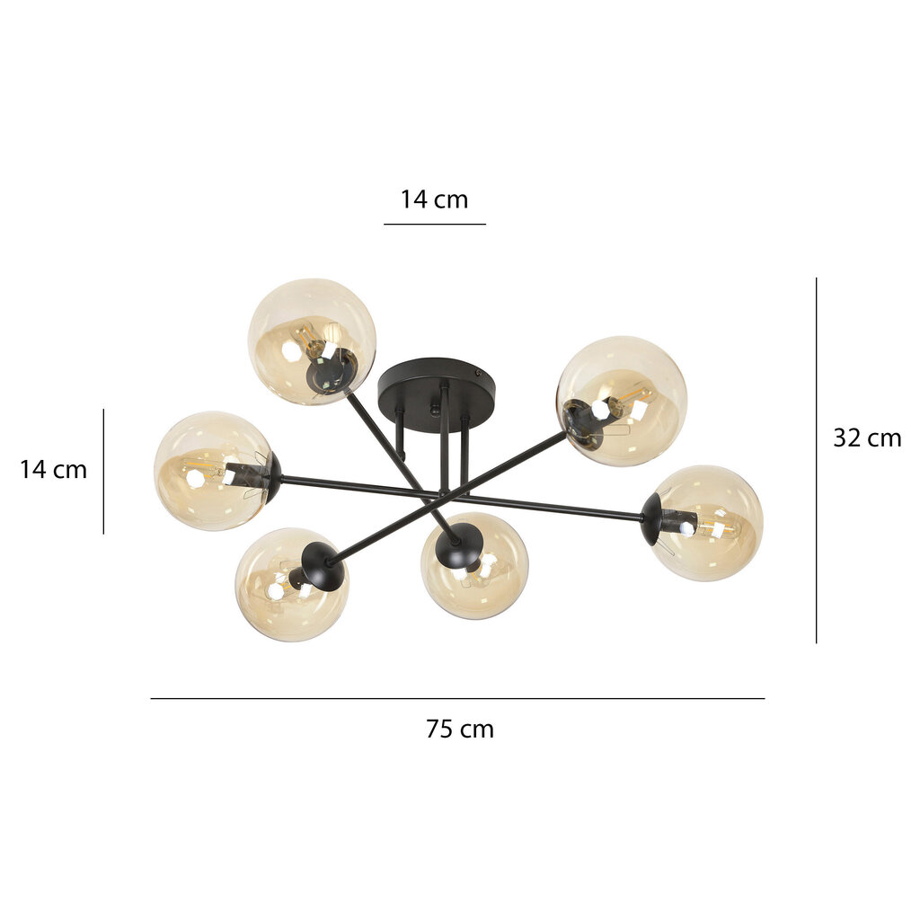 Emibig laelamp Brendi 6B Black/Honey hind ja info | Laelambid | hansapost.ee