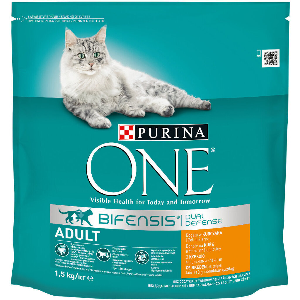 Purina ONE kuiv kassitoit kana- riisiga, 1.5 kg цена и информация | Kassi kuivtoit ja kassikrõbinad | hansapost.ee