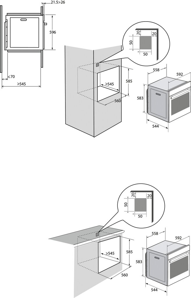 Integreeritav ahi Brandt BXC6332B, maht 73 liitrit цена и информация | Ahjud | hansapost.ee