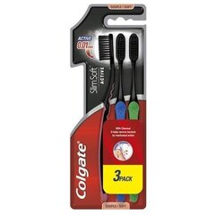 Colgate Colgate Slim Soft Charcoal Active Carbon hambahari 3 lk hind ja info | Hambaharjad, hampapastad ja suuloputusvedelikud | hansapost.ee