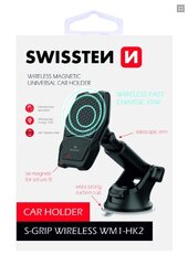 Универсальный держатель с беспроводной зарядкой Swissten WM1-HK2 + Micro USB провод 1.2 м, черный цена и информация | Держатели для телефонов | hansapost.ee