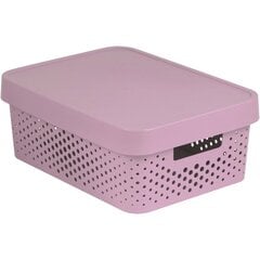 Ящик перфорированный с крышкой Infinity 11л 36x27x14cм, розовый цена и информация | Корзины и ящики для хранения | hansapost.ee