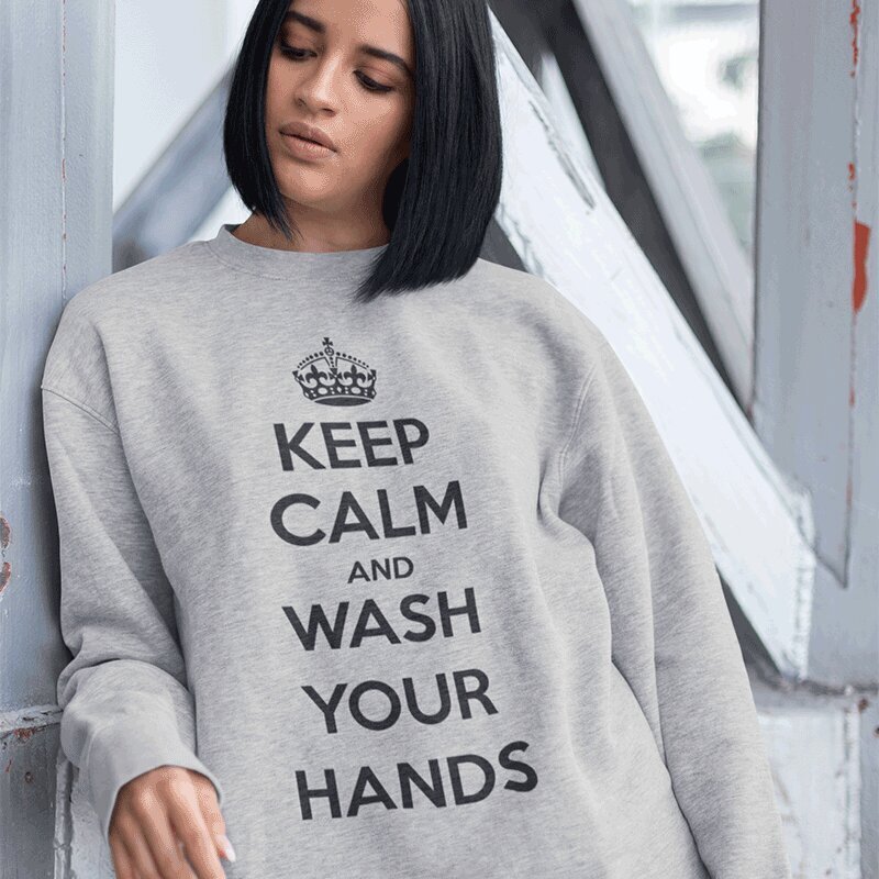Džemper "Keep Calm Wash Your Hands", hall цена и информация | Disainpusad ja temaatilised pusad | hansapost.ee