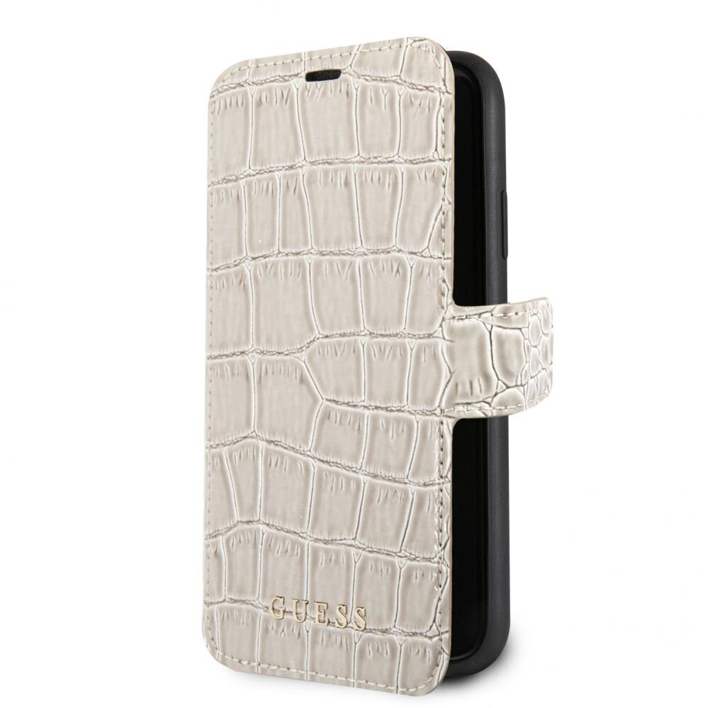 Tagakaaned Guess    Apple    iPhone XR PU Leather Crocodile Print Booktype With Stand    Beige hind ja info | Telefonide kaitsekaaned ja -ümbrised | hansapost.ee