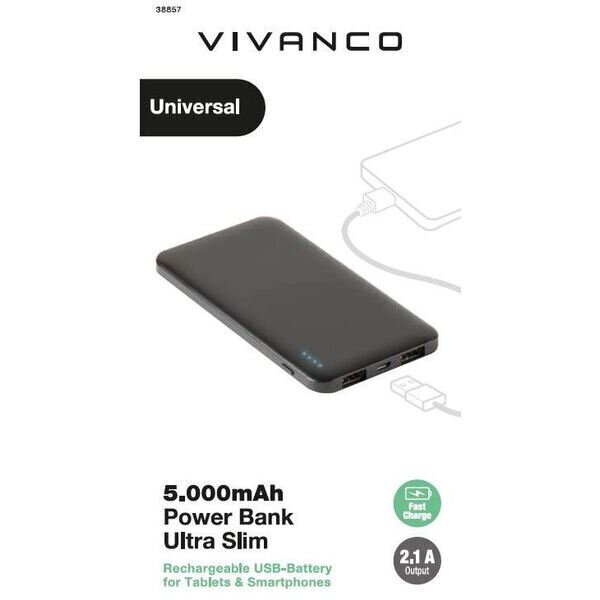 Vivanco akupank Slim 5000mAh (38857) hind ja info | Akupangad | hansapost.ee