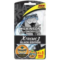 Wilkinson Sword Ühekordne pardel Wilkinson Xtreme3 ​​Black 4 tk цена и информация | Средства для бритья и косметика | hansapost.ee