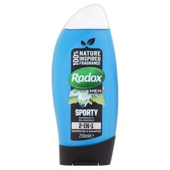 Dušigeel ja šampoon Radox Feel Sport y 2 in 1 250 ml hind ja info | Dušigeelid, õlid | hansapost.ee