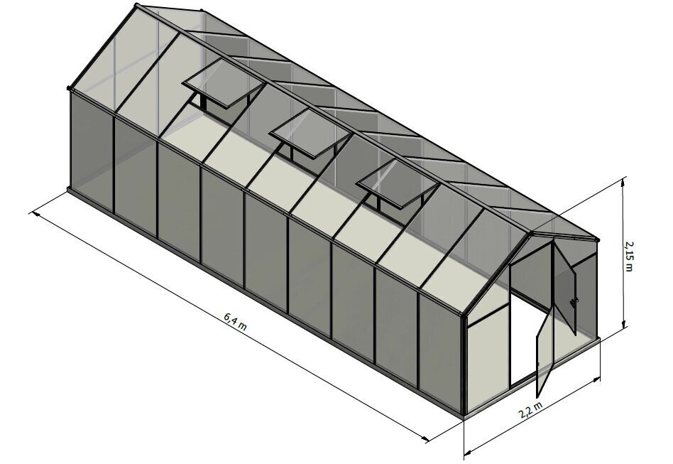 Kasvuhoone, alumiinium/polükarbonaat SANUS L-15 15 m2 price and information | Kasvuhooned ja peenrakastid | hansapost.ee