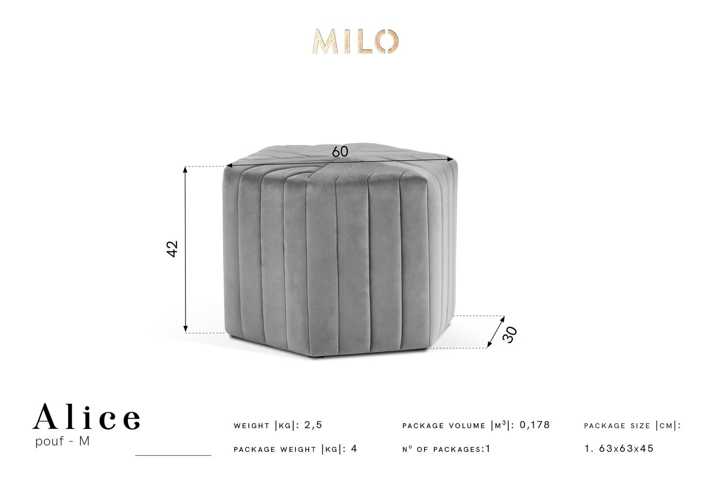 Tumba Milo Casa Alice M, kollane hind ja info | Kott-toolid, tumbad, järid | hansapost.ee