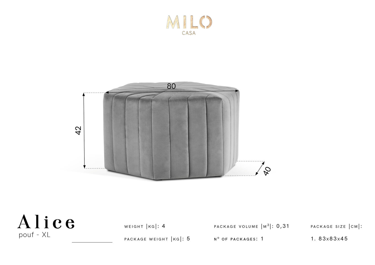 Tumba Milo Casa Alice XL, tumeroheline hind ja info | Kott-toolid, tumbad, järid | hansapost.ee