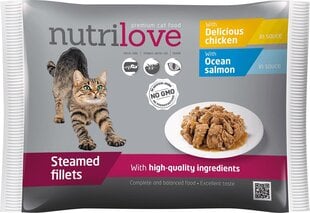 Консервированный корм с курицей и лососем для кошек Nutrilove 2x2 г цена и информация | Кошачьи консервы | hansapost.ee