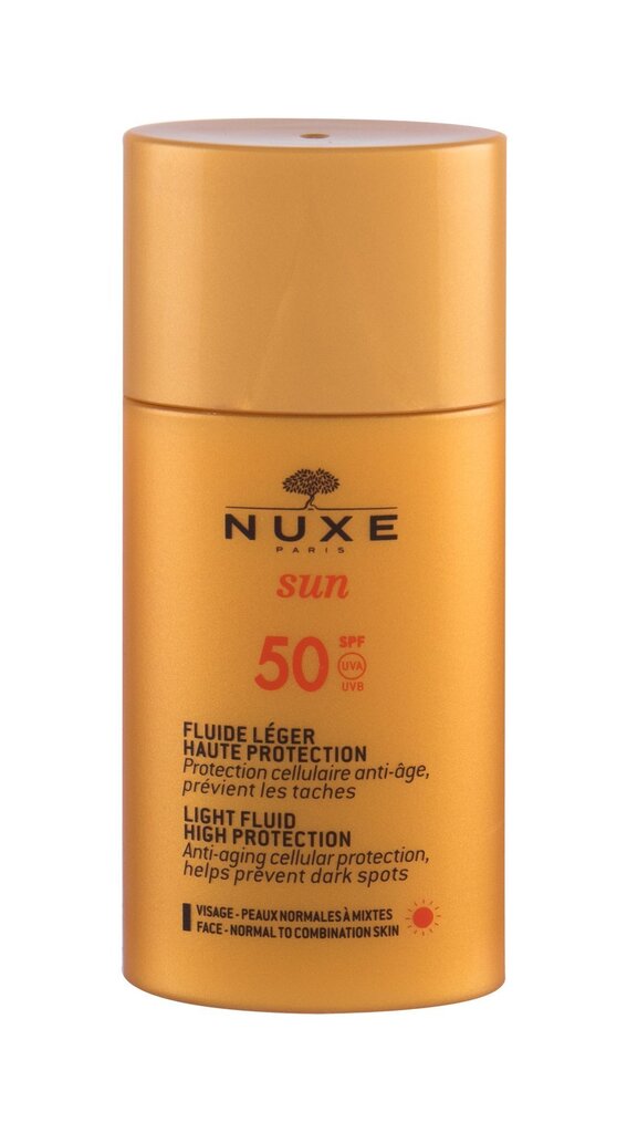 Tugev päikesekaitsekreem Nuxe Sun Light Fluid High Protection SPF50, 50 ml цена и информация | Päikesekaitse ja päevitusjärgsed kreemid | hansapost.ee