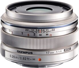 M.Zuiko Digital 17мм f/1.8 объектив, серебристый цена и информация | Объективы | hansapost.ee