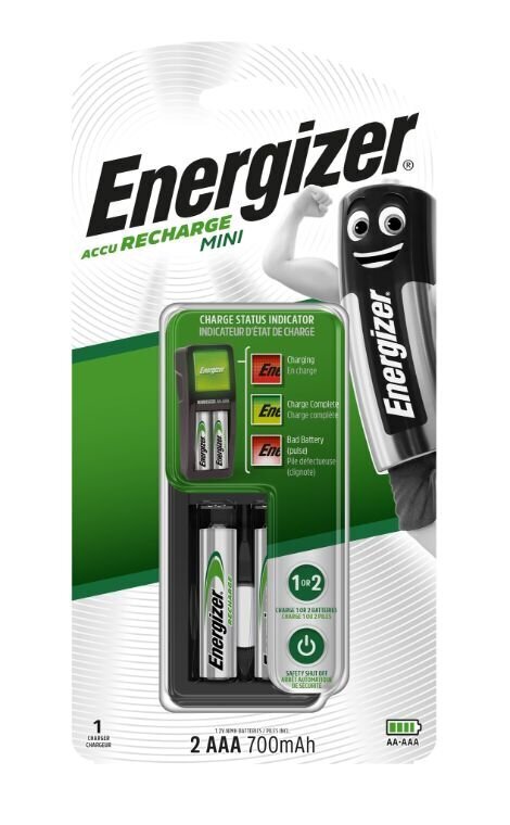 Akulaadija ENERGIZER MINI EU Plug + 2xAAA 700mAh hind ja info | Akupatareide laadijad | hansapost.ee