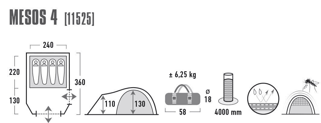 Telk High Peak Mesos 4, must hind ja info | Telgid | hansapost.ee