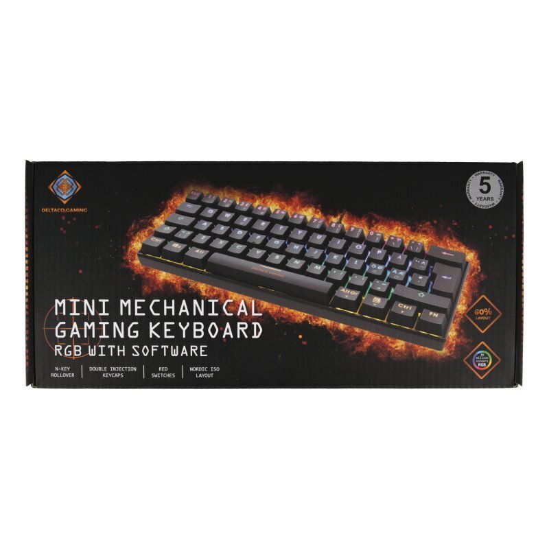 Klaviatuur mängurile Deltaco Gaming 60% mehhaaniline, brown lülitid, Usb, Rgb, Nordic hind ja info | Klaviatuurid | hansapost.ee