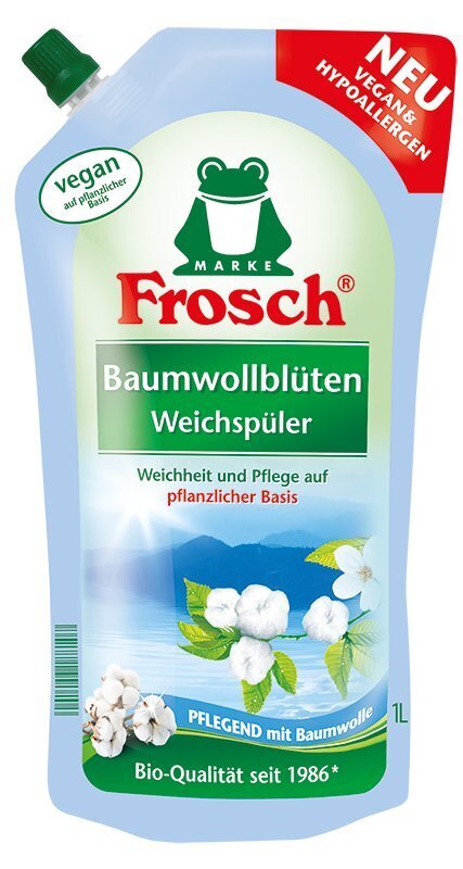 Kangapehmendaja Frosch, puuvillane lillelõhn, 1l hind ja info | Pesuvahendid | hansapost.ee