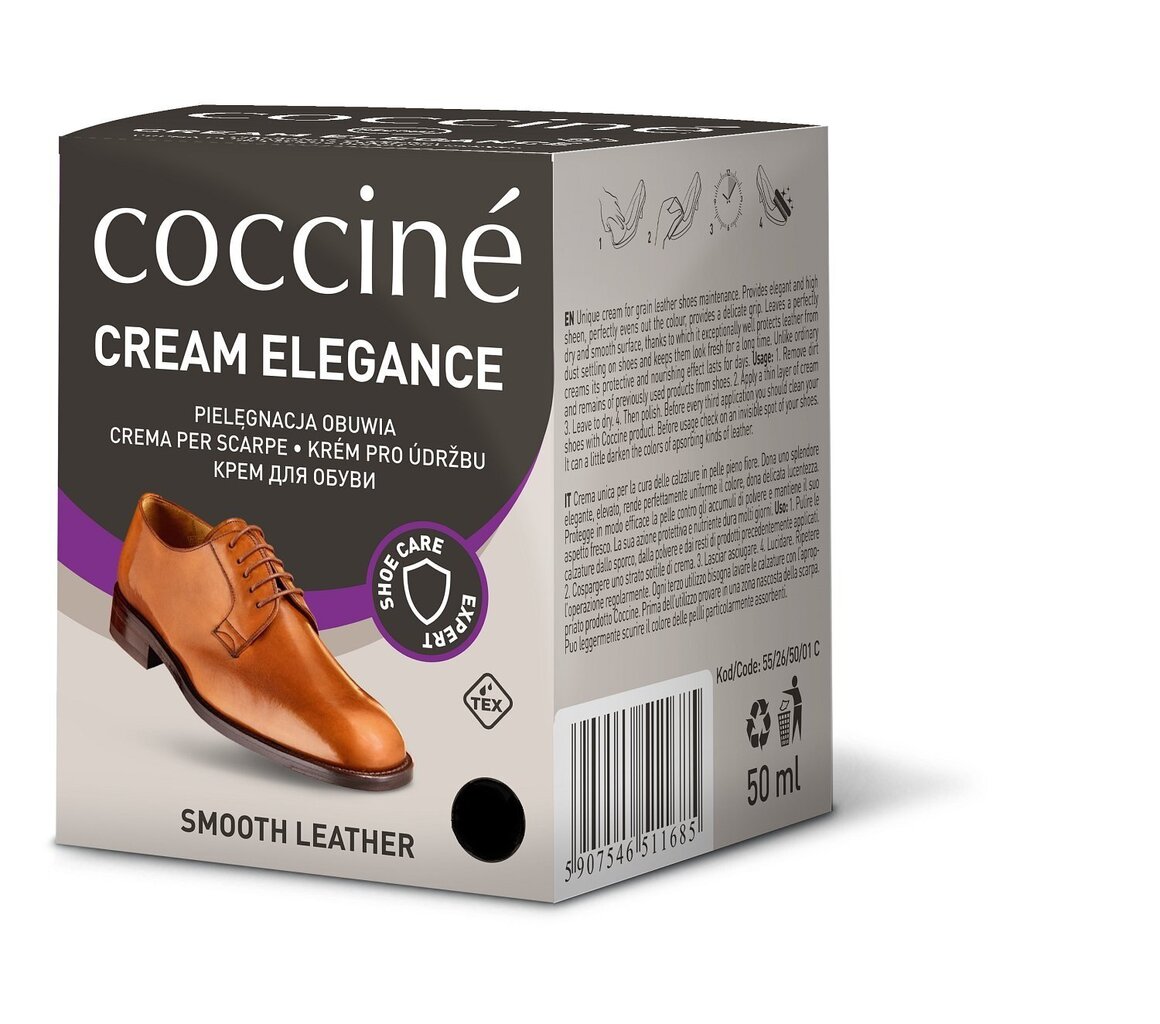 Musta värvi jalatsite õli käsnaga Coccine Nr.02 Cream Elegance, 50 ml цена и информация | Riiete ja jalanõude hooldusvahendid | hansapost.ee