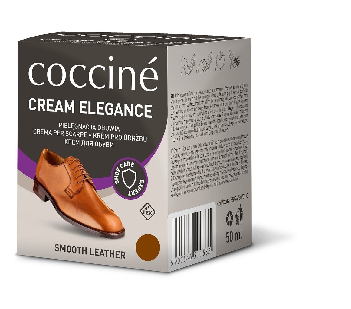 Pruuni värvi jalatsite õli käsnaga Coccine Nr.14 Cream Elegance, 50 ml hind ja info | Riiete ja jalanõude hooldusvahendid | hansapost.ee