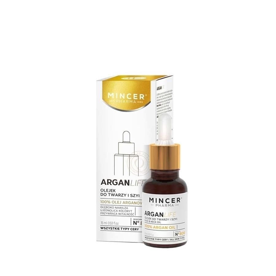 Niisutav õli näole ja kaelale argaaniõliga Mincer Pharma Argan Life No.806 15 ml цена и информация | Näoõlid, ampullid ja seerumid | hansapost.ee