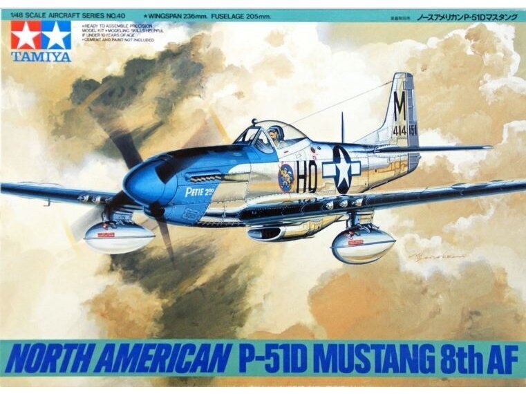 Tamiya - North American P-51D Mustang 8th AF, 1/48, 61040 цена и информация | Klotsid ja konstruktorid | hansapost.ee