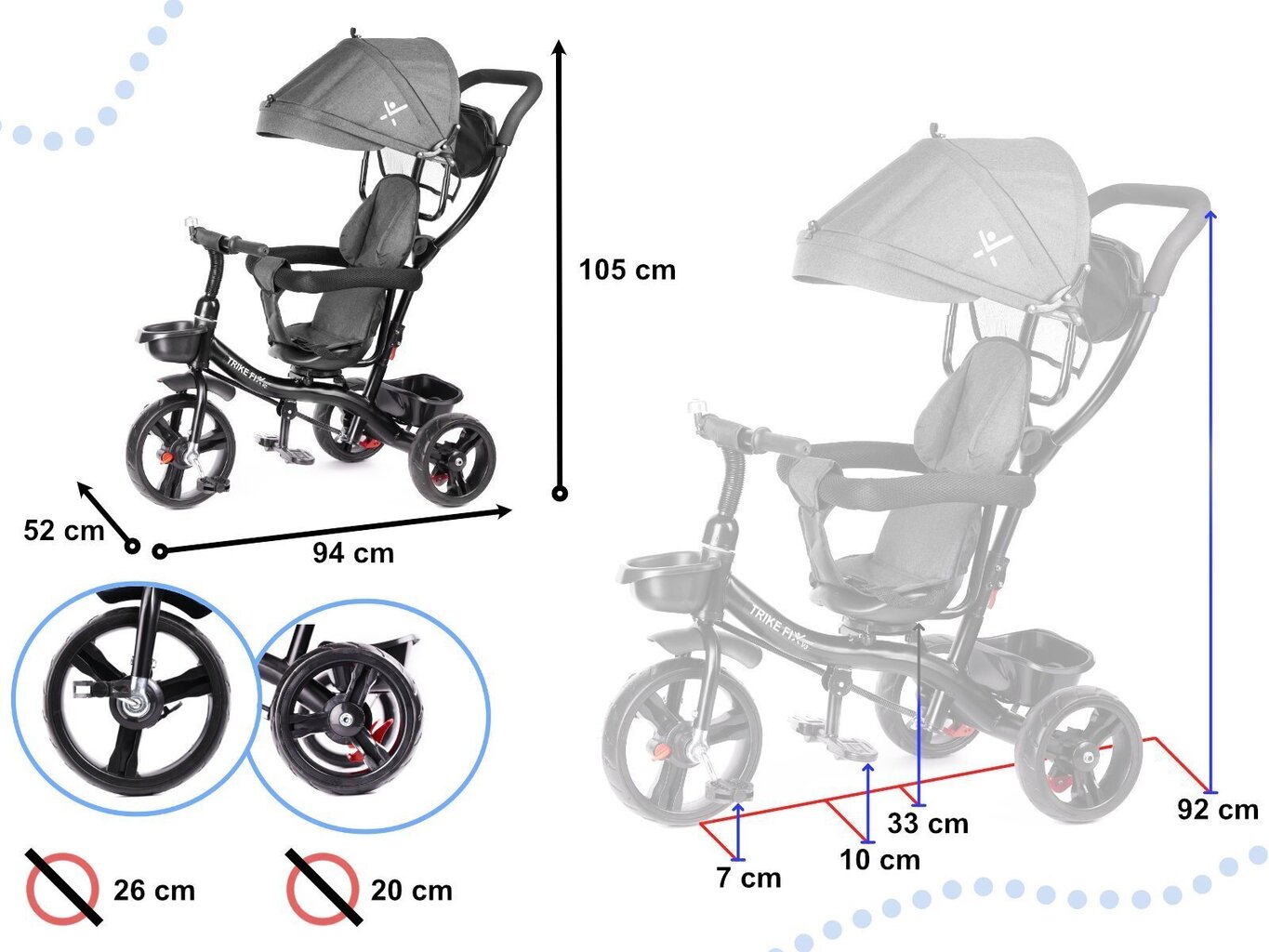 Kolmerattaline Trike Fix Lite 2 in 1, hall цена и информация | Kolmerattalised jalgrattad lastele | hansapost.ee