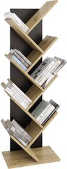Стоящий, геометрический книжный шкаф FMD Lumarko, дуб и черный цена и информация | Полки | hansapost.ee