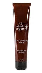 Peanahakoorija suhkruroo ja teepuuõliga John Masters Organics Scalp Exfoliating Scrub with Sugar Cane & Tea Tree Oil, 142 g hind ja info | Juuksemaskid, õlid ja seerumid | hansapost.ee