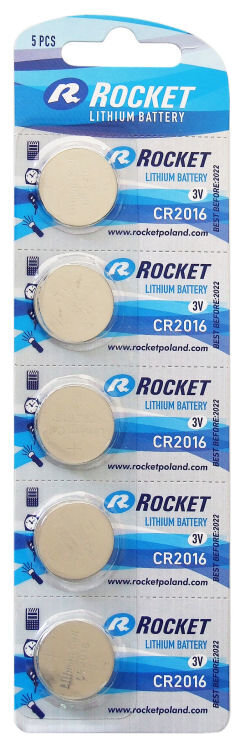 Rocket Lithium CR2016 patareid, 5 tk цена и информация | Patareid | hansapost.ee