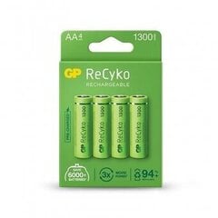 Аккумуляторные батареи GP ReCyko NiMH AA 1300мАч EB4 цена и информация | Батерейки | hansapost.ee