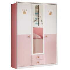 Шкаф Cindy2 с зеркалом белый/розовый цена и информация | Шкафы | hansapost.ee