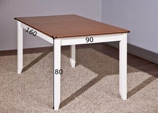 Обеденный стол Westerland 160x90 см, белый/коричневый цена и информация | Кухонные и обеденные столы | hansapost.ee