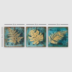 Репродукция из трех частей Золотые листья цена и информация | Настенные деревянные декорации | hansapost.ee