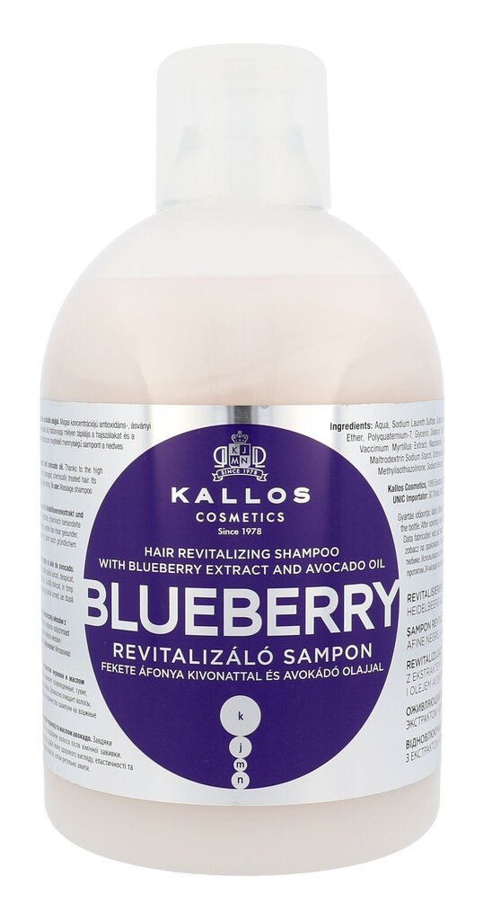 Kallos Cosmetics Blueberry šampoon 1000 ml hind ja info | Šampoonid | hansapost.ee