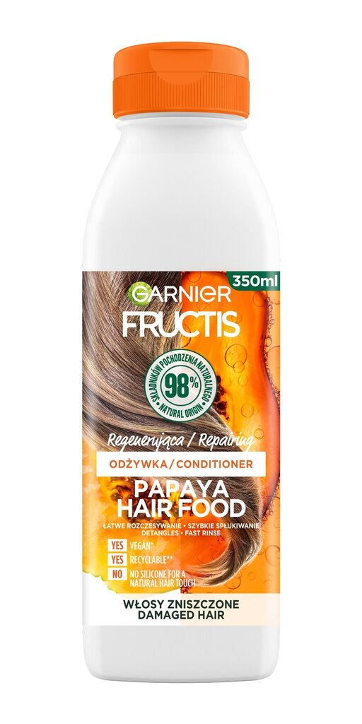 Juuksepalsam Garnier Fructis Papaya Hair Food 350 ml hind ja info | Palsamid | hansapost.ee