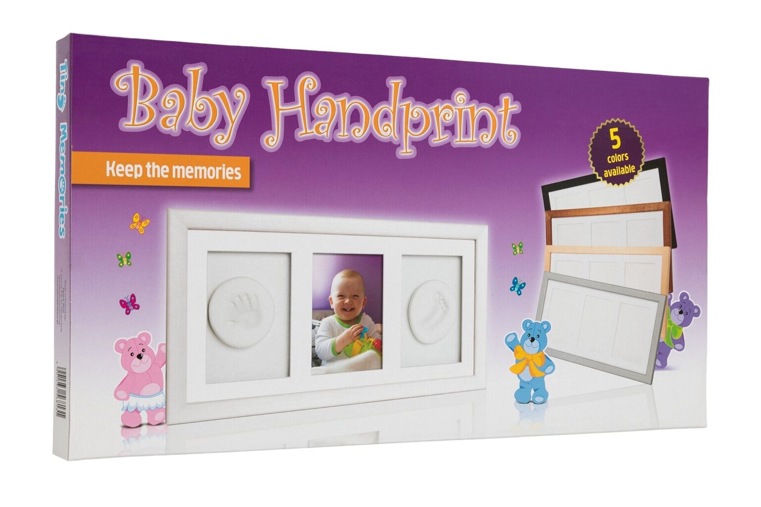Kolmekordse raamiga komplekt Baby HandPrint, valge цена и информация | Beebide käe- ja jalatemplid ning käejäljendid | hansapost.ee