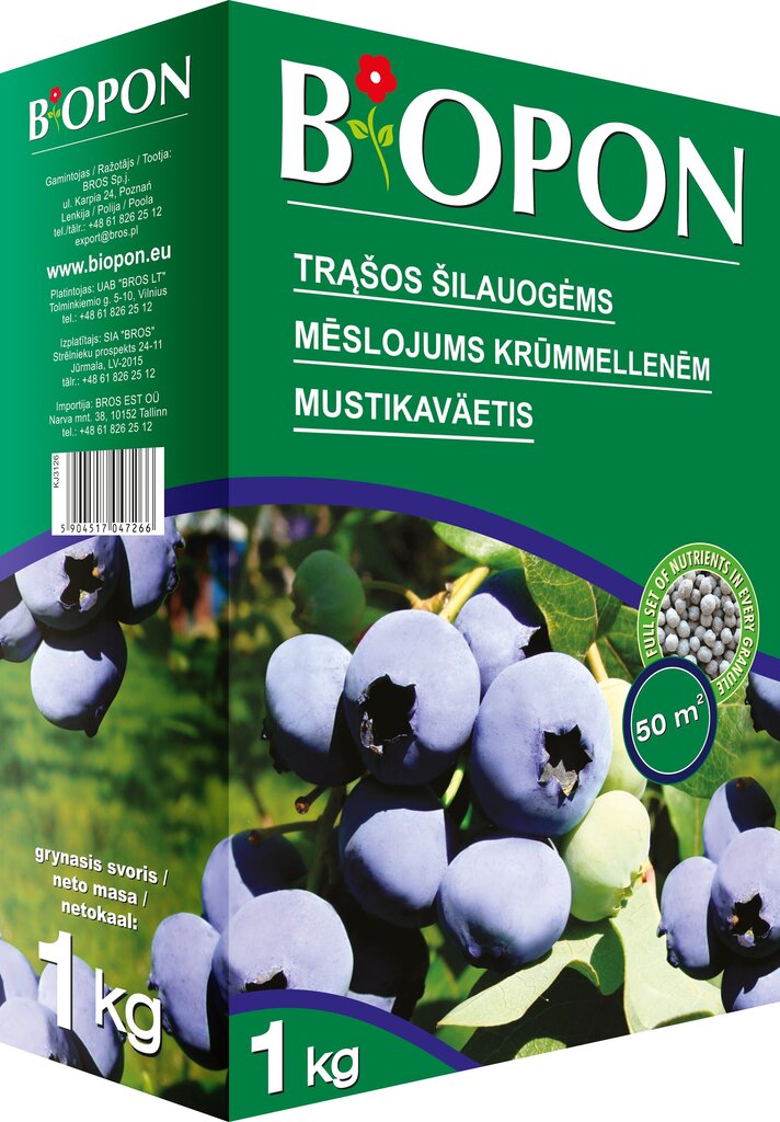 Mustikaväetis BIOPON, 1 kg hind ja info | Kuivväetised | hansapost.ee