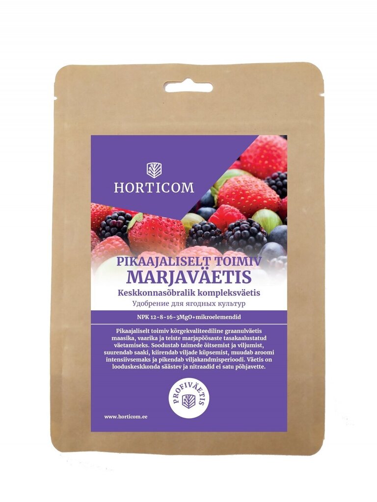 Pikaajaliselt toimiv marjaväetis Horticom 1kg цена и информация | Kuivväetised | hansapost.ee