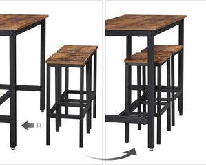 Комплект стола и табуреток LBT15X, коричневый/черный цена и информация | Комплекты мебели для столовой | hansapost.ee