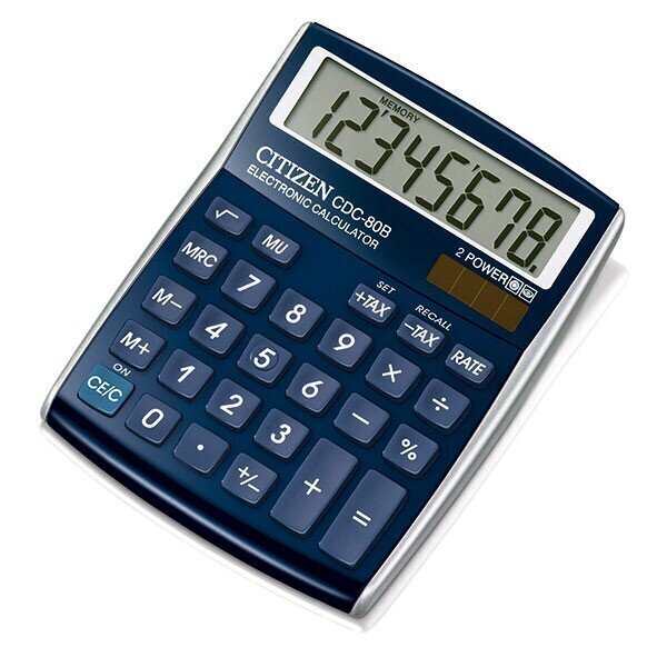 Kalkulaator Citizen CDC 80BLWB, sinine цена и информация | Kirjatarvikud | hansapost.ee