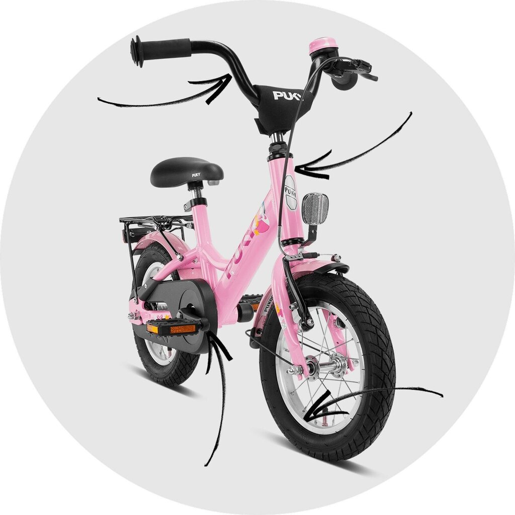 Laste jalgratas PUKY Youke 12" Alu, roosa hind ja info | Jalgrattad | hansapost.ee