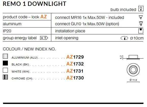 Azzardo süvistatav valgusti AZ1729 Remo 1 цена и информация | Süvistatavad LED valgustid | hansapost.ee