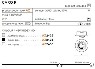 Azzardo sisseehitatud valgusti Caro R AZ2431 hind ja info | Süvistatavad LED valgustid | hansapost.ee