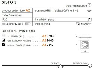 Sisseehitatud valgusti Azzardo Sisto 1 Black hind ja info | Süvistatavad LED valgustid | hansapost.ee
