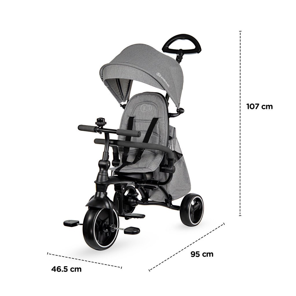 Multifunktsionaalne kolmerattaline jalgratas lisatarvikutega Kinderkraft Jazz, grey цена и информация | Kolmerattalised jalgrattad lastele | hansapost.ee