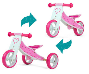 Балансировочный трехколесный велосипед / велосипед Milly Mally Jake Hearts, розовый цена и информация | Балансировочные велосипеды | hansapost.ee